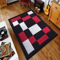 Havana Hand Carved Thick Area Rug  - Black Red / 150cm