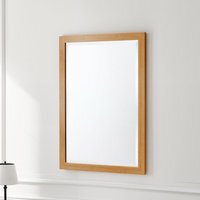 Slim Framed Bevelled Wall Mirror - Oak / 85x60cm