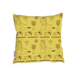 Pattern Of Egyptian Hieroglyphics Outdoor Cushion - Yellow / 60cm - thumbnail 2