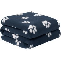Paw Print Polar Fleece Throw - Navy - thumbnail 1