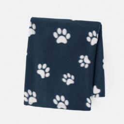 Paw Print Polar Fleece Throw - Navy - thumbnail 4