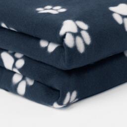 Paw Print Polar Fleece Throw - Navy - thumbnail 2