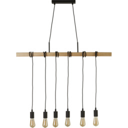 Woody 6 Light Bar Pendant  - Brown - thumbnail 3
