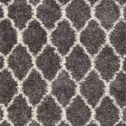 Super Soft Grey Cream Trellis Shaggy Area Rug - Grey / 160 x 110cm - thumbnail 4