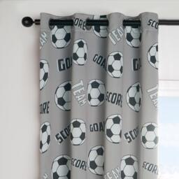 "Kids Football Blackout Eyelet Curtains - Grey / 46"" wide x 54"" drop" - thumbnail 2