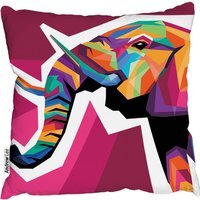 Colorful Illustration Of Elephant Head In Wpap Style Outdoor Cushion - Pink / 60cm - image 1