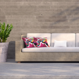 Colorful Illustration Of Elephant Head In Wpap Style Outdoor Cushion - Pink / 60cm - thumbnail 2