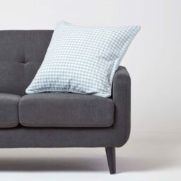 Cotton Gingham Check Cushion Cover - Blue / 60cm - thumbnail 2