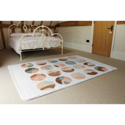 Round Texture And Floral Icons In Pastel Colours Designer Rug - White / 150cm - thumbnail 3