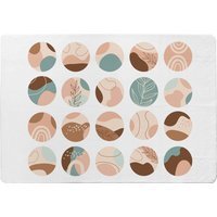 Round Texture And Floral Icons In Pastel Colours Designer Rug - White / 150cm - thumbnail 1