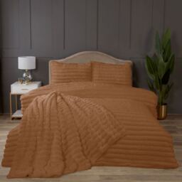 Chunky Ribbed Plush Throw Blanket Ultra-Soft and Cozy (150 x 200 cm) - Burnt Orange - thumbnail 2