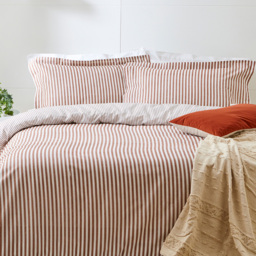 Hebden Striped Duvet Cover Set - Pecan / Superking - thumbnail 2