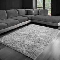 Thick Soft Shaggy Plain High Pile Dream Area Rug - Silver / 240x330
