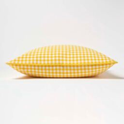 Cotton Gingham Check Cushion Cover - Yellow / 45cm - thumbnail 3