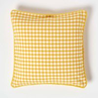 Cotton Gingham Check Cushion Cover - Yellow / 45cm - thumbnail 1