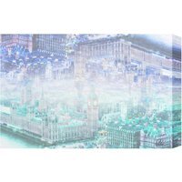 London Inception Graphic Art Wrapped on Canvas - Blue / 92cm