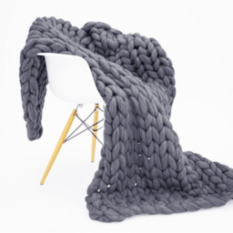 Home Wool Chunky Hand-Woven Blanket Throw - Grey - thumbnail 4