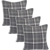Pack Of Winsford Check Cushion Covers - Charcoal / 4 - thumbnail 1