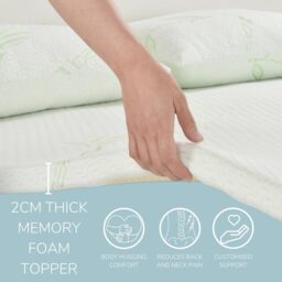 KH Memory Foam Mattress Topper 2cm Deep - White / King - thumbnail 4