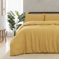 Chunky Waffle Duvet Cover Set Mustard - Mustard / 230cm