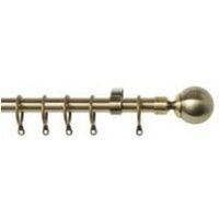 16 - 19mm Antique Brass Ball Metal Curtain Pole Set - Antique Brass / 170cm