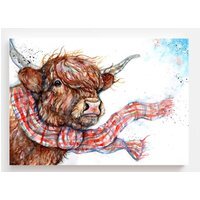 Windy Highland Cow Art Canvas - Brown / 8 x 12 in