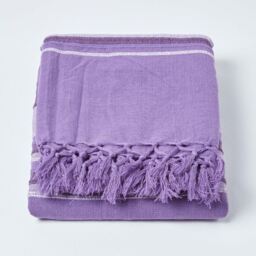 Cotton Morocco Striped Mauve Throw - Mauve / 255cm - thumbnail 2