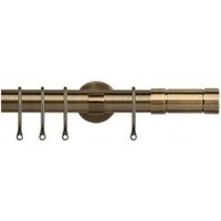 25-28mm Aspect End Antique Brass Metal Curtain Pole Set - Antique Brass / 170cm