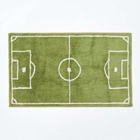 Cotton Tufted Football Pitch Childrens Rug - Green - thumbnail 1