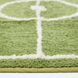 Cotton Tufted Football Pitch Childrens Rug - Green - thumbnail 2
