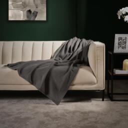 Large Plain Fleece Throw Blanket - Charcoal - thumbnail 2
