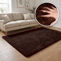 Lush Shaggy Dark Brown Rug - Dark Brown / 160cm / 220cm / 0.92kg