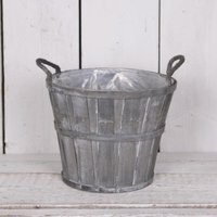 White Greywashed Wooden Barrel - Grey