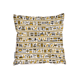 Egyptian Hieroglyphs Yellow-Black Outdoor Cushion - Brown / 60cm - thumbnail 2