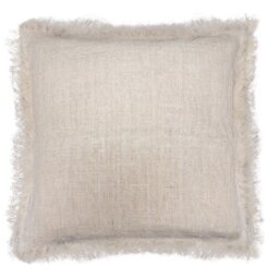 Linen Cushion Cover with Fringe Soft, Durable, Stylish Decor - White - thumbnail 2