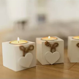 Heart Tealight Candle Holders - White - thumbnail 3