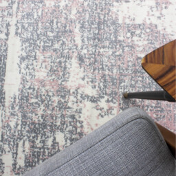 Blush Pink Grey Distressed Abstract Living Room Rug - Blush Pink / 170 x 120cm - thumbnail 2