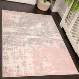 Blush Pink Grey Distressed Abstract Living Room Rug - Blush Pink / 170 x 120cm - thumbnail 5