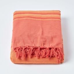 Cotton Morocco Striped Terracotta Throw - Terracotta / 255 x 360 cm - thumbnail 4