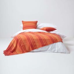 Cotton Morocco Striped Terracotta Throw - Terracotta / 255 x 360 cm - thumbnail 3