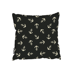 Anchors On Black Background Outdoor Cushion - Black / 60cm - thumbnail 2