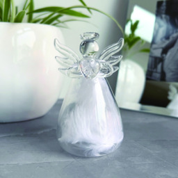 Feather Filled Glass Memorial Angel Ornament - Clear - thumbnail 2