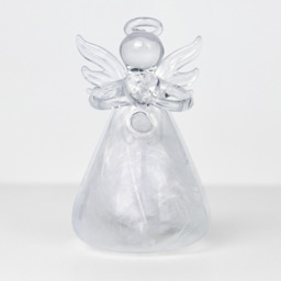 Feather Filled Glass Memorial Angel Ornament - Clear - thumbnail 3