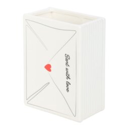 Love Letter Vase Romantic Heart Shaped Flower Holder for Valentine's Day - White - thumbnail 4