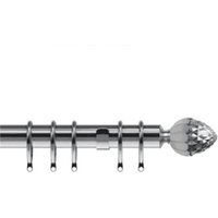 35mm Fixed Length Metal Curtain Pole Set Satin Silver Acorn Finial - Silver / 75cm
