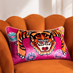 Year Of The Tiger Velvet Cushion - Pink / 80 Feather 20 Polyester / 0.75kg - thumbnail 5