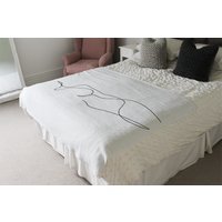 Line Art Drawing Of Woman Blanket - White - image 1