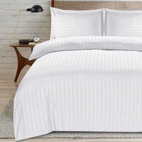 satin stripe king white duvet - White