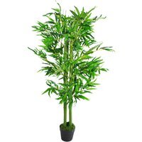 Green Bamboo Artificial Tree In Black Pot 120cm - Green