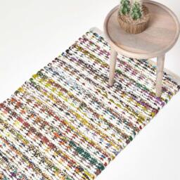 Homescapes Handwoven Multi Coloured Cotton Diamond Chindi Rug - Multi Colour / 200cm - thumbnail 2